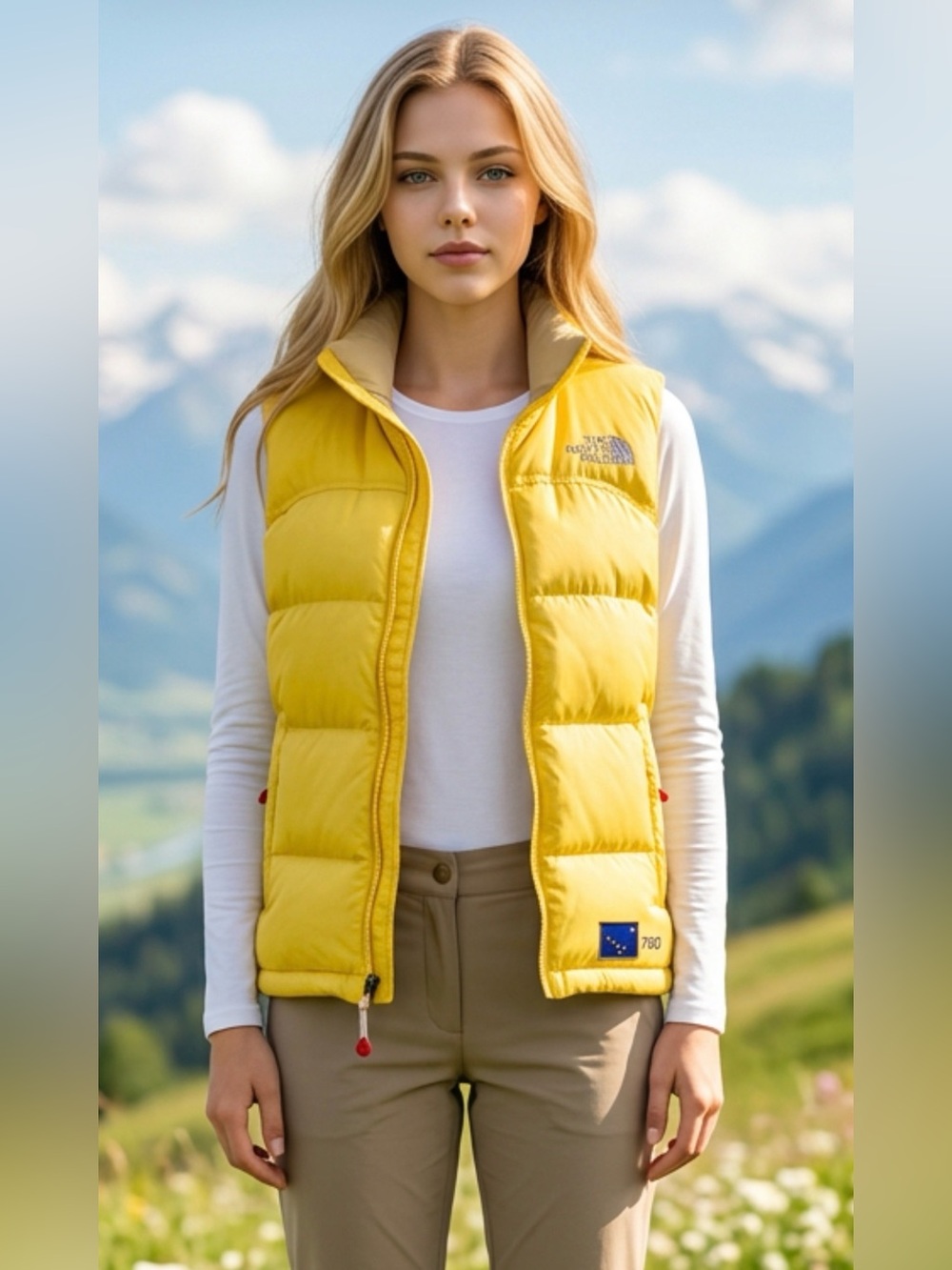 The North Face Women's Bright Yellow Quilted Down Vest 7 Summit Project 2006